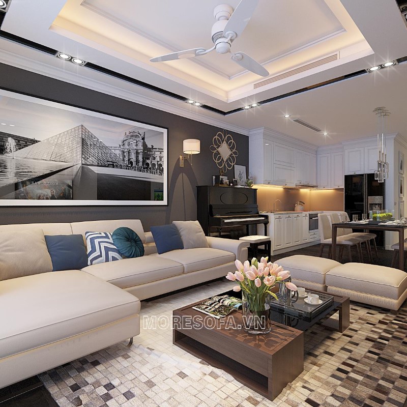 Ghế sofa góc đẹp, sang trọng cho phòng khách nhỏ